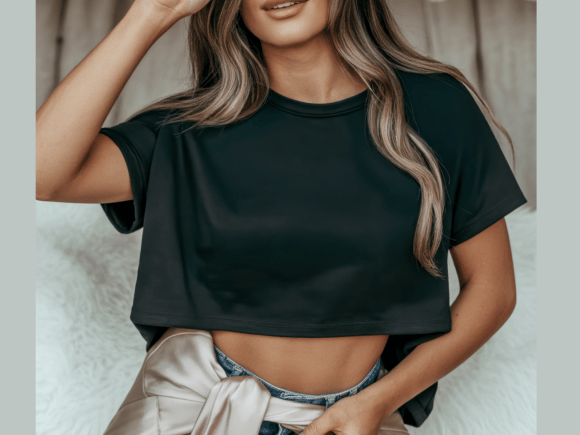 Black Crop Top T-Shirt Mockup: Fashion Graphics Insight