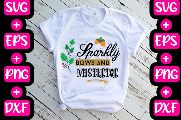 Christmas Sparkly Bows and Mistletoe Graphics