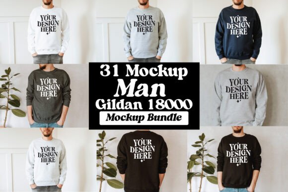 Gildan 18000 Crewneck Mockup: Graphics & Product Mockups